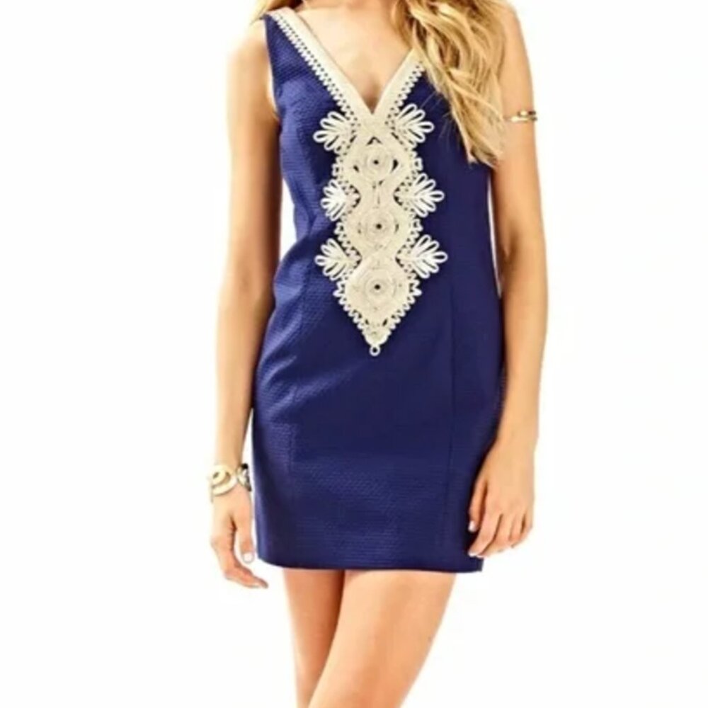 Lilly Pulitzer Navy/Gold Junie Shift Dress